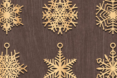 Σετ των 3 Intra απο ξύλο plywood 3mm-4mm πάχος – Σκουλαρίκι Snowflake Design Δίασταση  5x5 cm INTRAFABR-72981794
