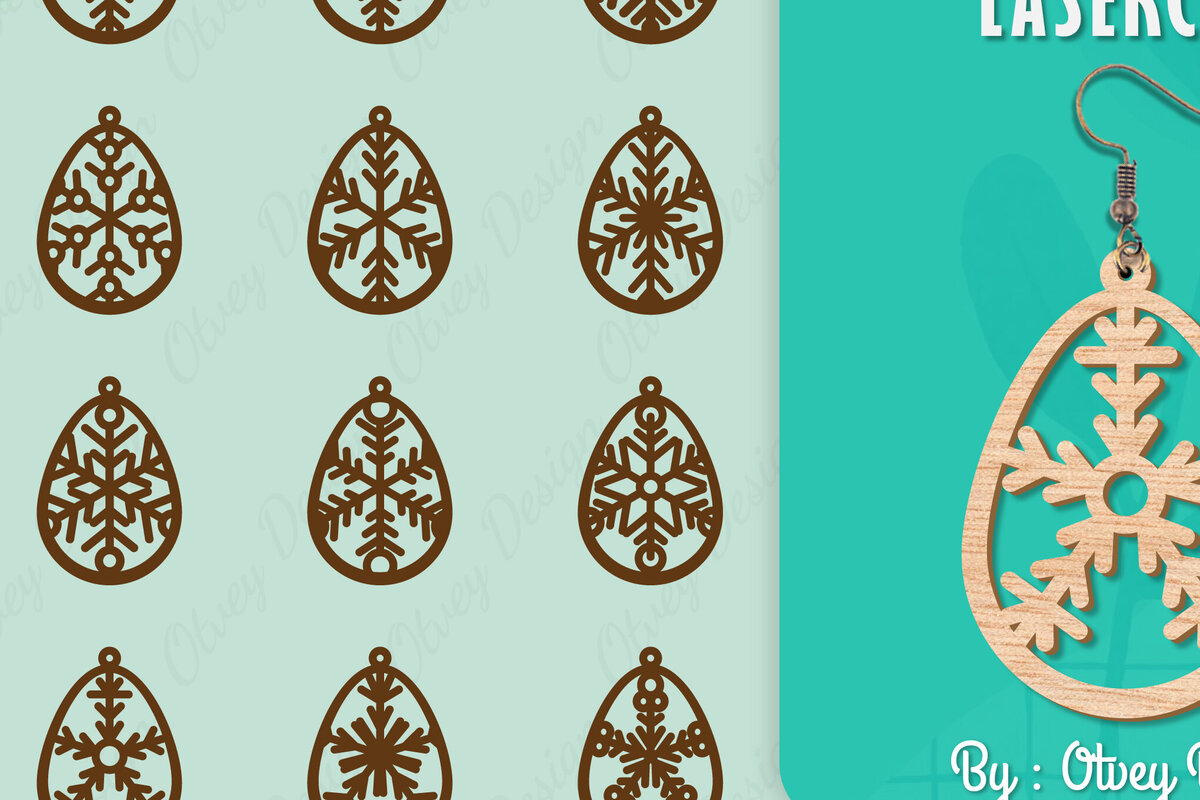 Σετ των 3 Intra απο ξύλο plywood 3mm-4mm πάχος – Σκουλαρίκια χιονιού Δίασταση  5x5 cm INTRAFABR-109159141