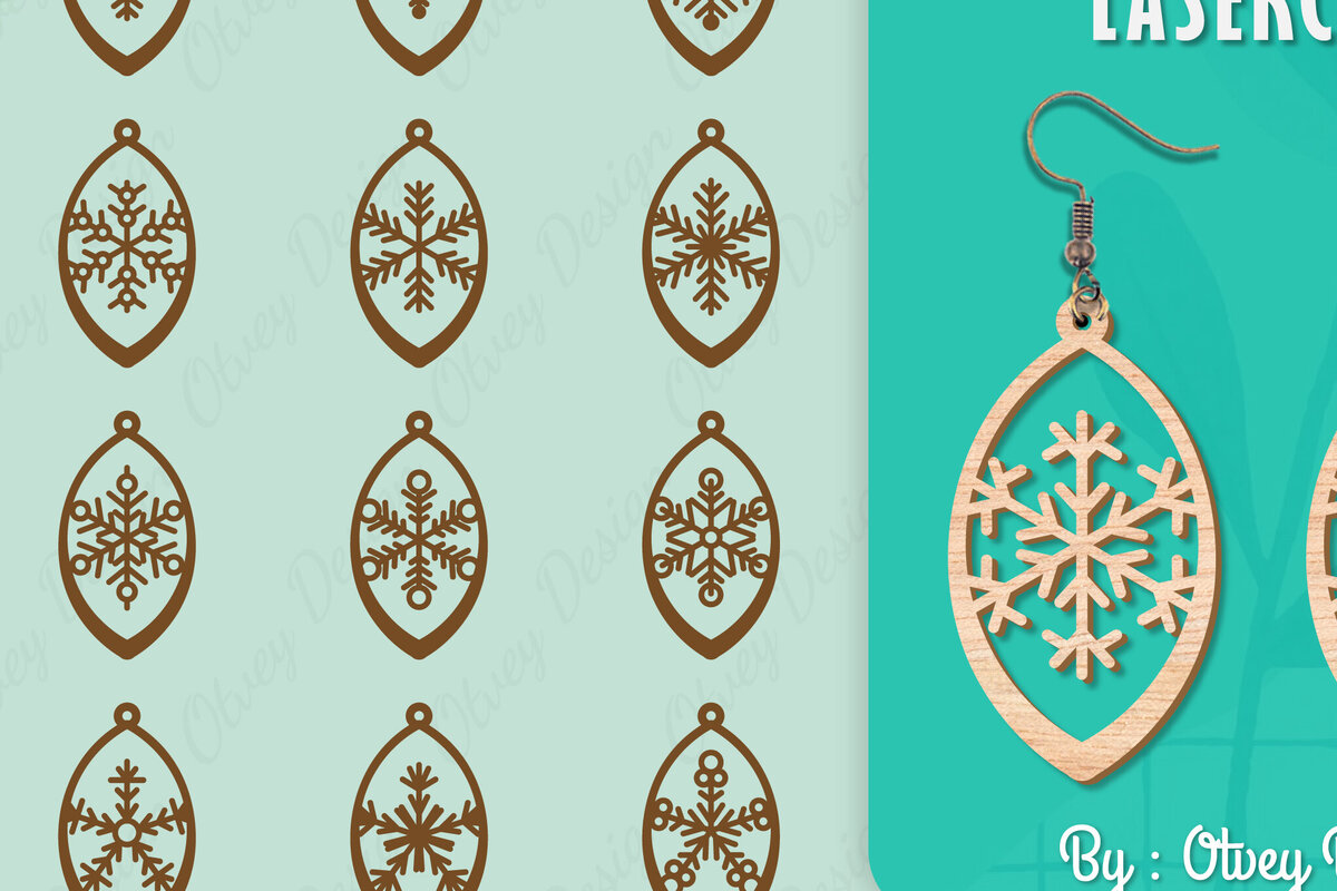 Σετ των 3 Intra απο ξύλο plywood 3mm-4mm πάχος – Σκουλαρίκια χιονιού Δίασταση  5x5 cm INTRAFABR-109159148