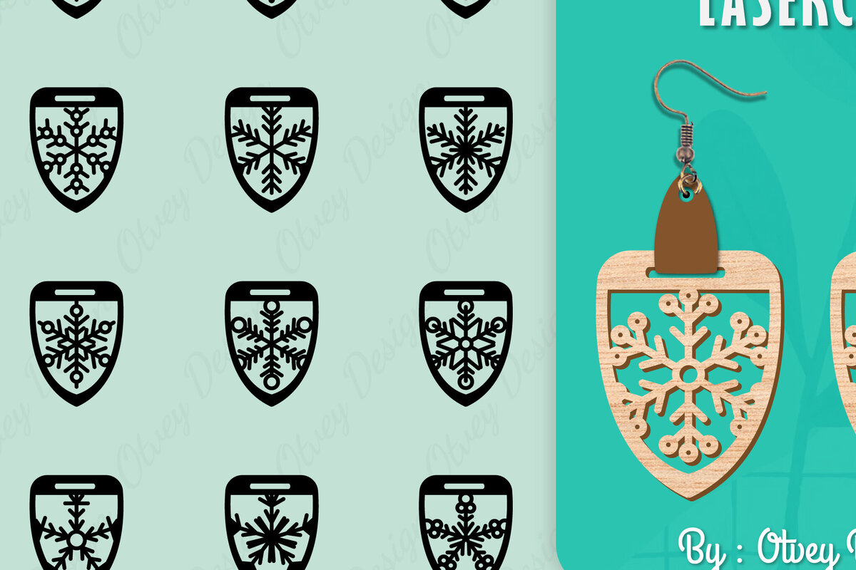 Σετ των 3 Intra απο ξύλο plywood 3mm-4mm πάχος – Σκουλαρίκια χιονιού Δίασταση  5x5 cm INTRAFABR-109159160