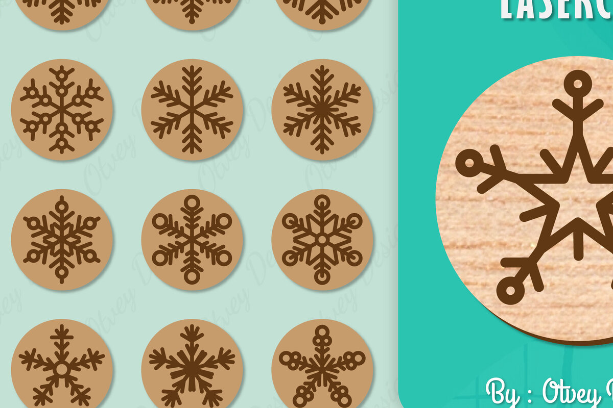 Σετ των 3 Intra απο ξύλο plywood 3mm-4mm πάχος – Σκουλαρίκια χιονιού Δίασταση  5x5 cm INTRAFABR-109159139