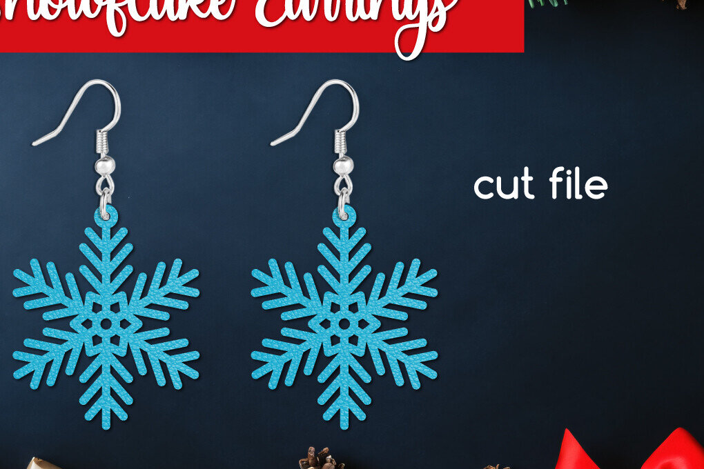 Σετ των 2 Intra απο ξύλο plywood 3mm-4mm πάχος – Snowflake Earring Δίασταση  5x5 cm INTRAFABR-108829229