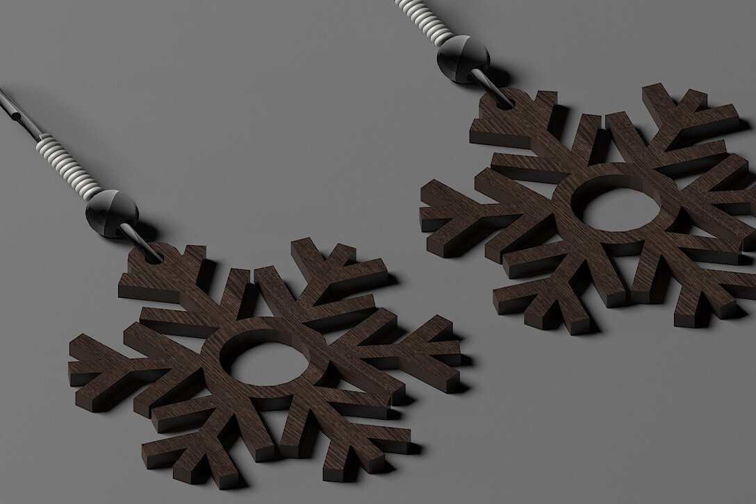 Σετ των 3 Intra απο ξύλο plywood 3mm-4mm πάχος – Σετ Κοσμήματα με Σκουλαρίκια Χιονιού 285 Δίασταση  5x5 cm INTRAFABR-53988658