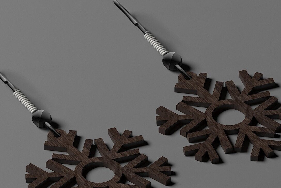 Σετ των 3 Intra απο ξύλο plywood 3mm-4mm πάχος – Snowflake Earrings Σετ κοσμημάτων Glowforge Δίασταση  5x5 cm INTRAFABR-44664251