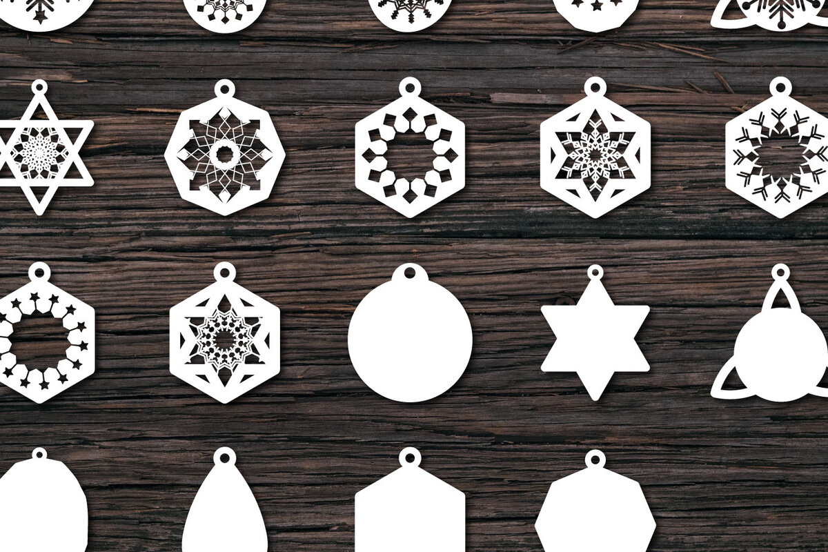 Σετ των 3 Intra απο ξύλο plywood 3mm-4mm πάχος – Σετ σκουλαρίκια νιφάδα χιονιού Δίασταση  5x5 cm INTRAFABR-6034438