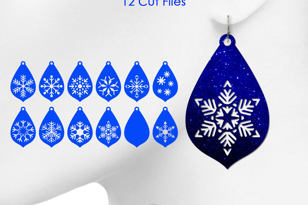 Σετ των 3 Intra απο ξύλο plywood 3mm-4mm πάχος – Σκουλαρίκια Snowflake Δίασταση  5x5 cm INTRAFABR-16788175