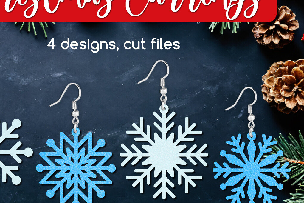 Σετ των 3 Intra απο ξύλο plywood 3mm-4mm πάχος – Σκουλαρίκια Snowflake, Χειμερινά κοσμήματα Δίασταση  5x5 cm INTRAFABR-110929674