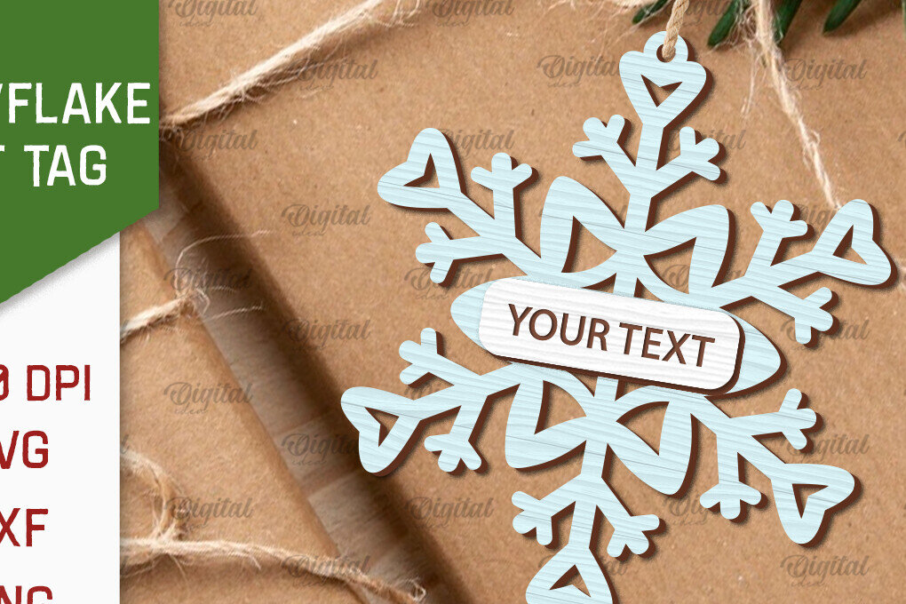 Σετ των 2 Intra απο ξύλο plywood 3mm-4mm πάχος –  κοπής με λέιζερ ετικέτας δώρου νιφάδα χιονιού Δίασταση  20x20 cm INTRAFABR-101682159