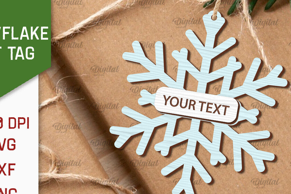 Σετ των 2 Intra απο ξύλο plywood 3mm-4mm πάχος –  κοπής με λέιζερ ετικέτας δώρου νιφάδα χιονιού Δίασταση  20x20 cm INTRAFABR-101682173