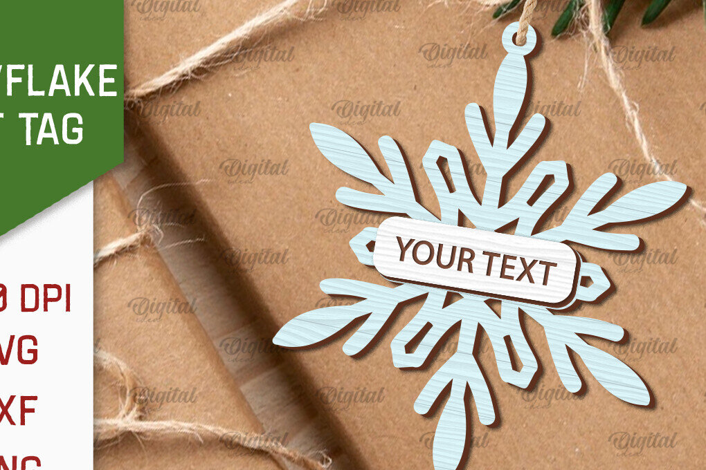 Σετ των 2 Intra απο ξύλο plywood 3mm-4mm πάχος –  κοπής με λέιζερ ετικέτας δώρου νιφάδα χιονιού Δίασταση  20x20 cm INTRAFABR-101680852