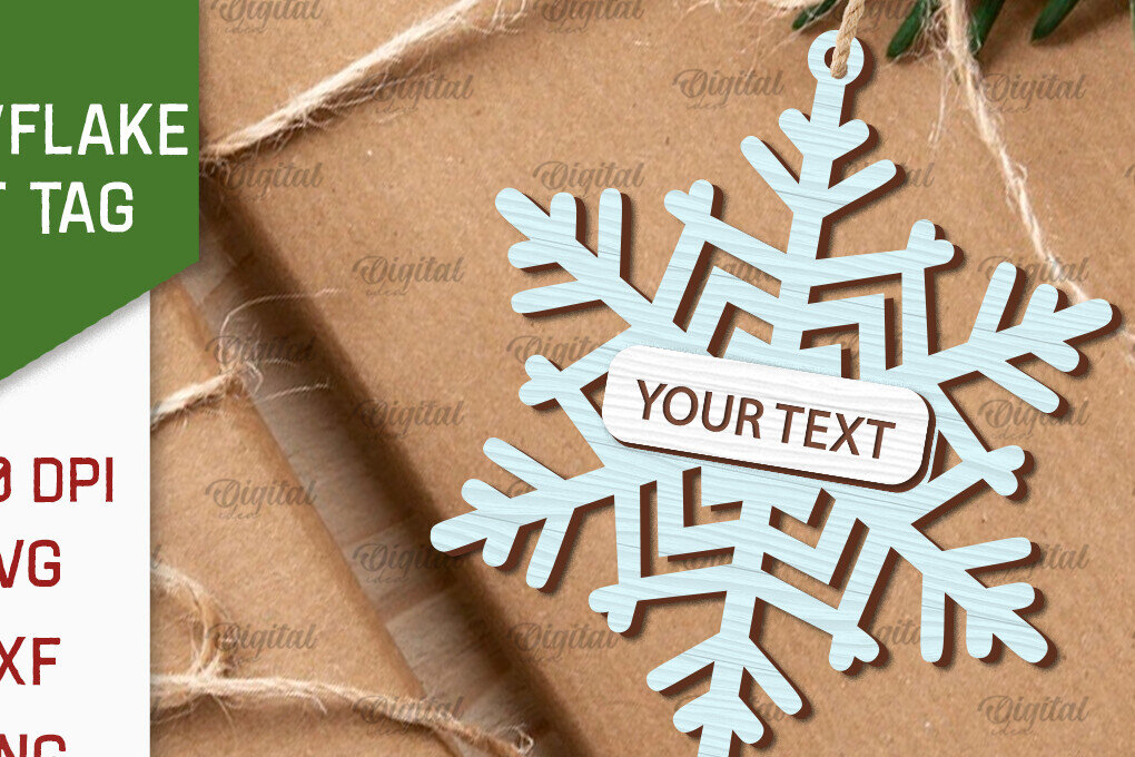 Σετ των 2 Intra απο ξύλο plywood 3mm-4mm πάχος –  κοπής με λέιζερ ετικέτας δώρου νιφάδα χιονιού Δίασταση  20x20 cm INTRAFABR-101681603