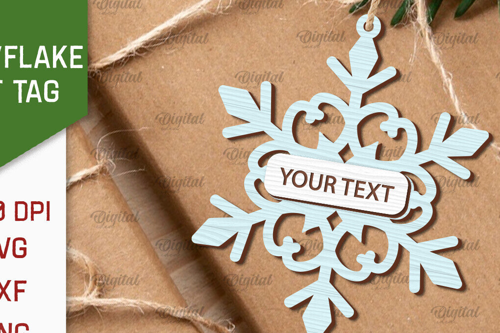 Σετ των 2 Intra απο ξύλο plywood 3mm-4mm πάχος –  κοπής με λέιζερ ετικέτας δώρου νιφάδα χιονιού Δίασταση  20x20 cm INTRAFABR-101681682