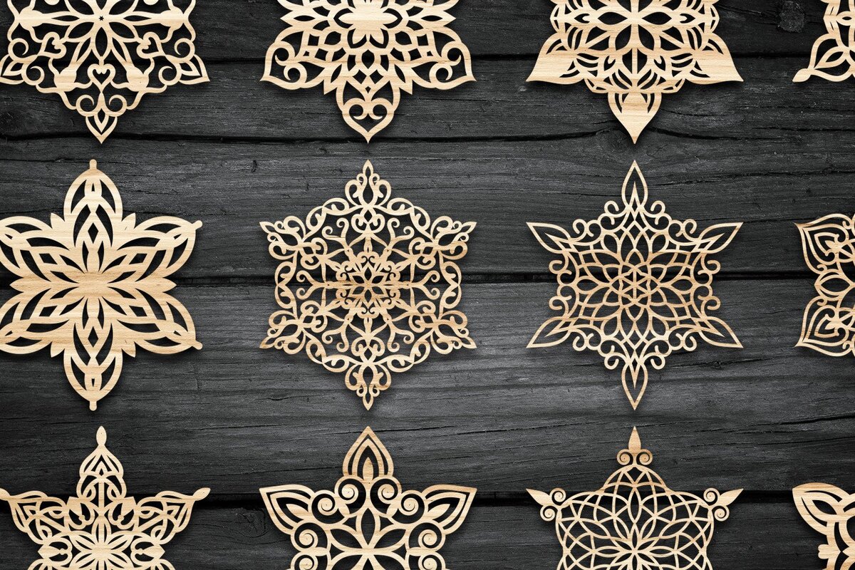 Σετ των 2 Intra απο ξύλο plywood 3mm-4mm πάχος – Χριστουγεννιάτικο στολίδι κομμένο με λέιζερ νιφάδα χιονιού Δίασταση  20x20 cm INTRAFABR-38900052