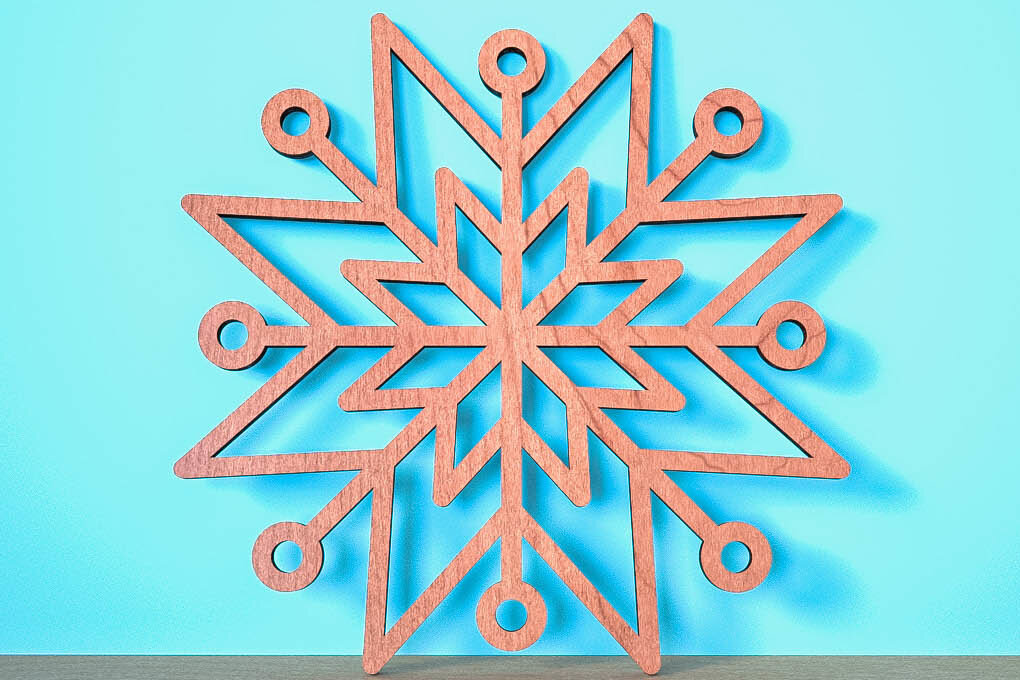 Σετ των 2 Intra απο ξύλο plywood 3mm-4mm πάχος – Snowflake |Χριστουγεννιάτικο Laser Δίασταση  20x20 cm INTRAFABR-75321520