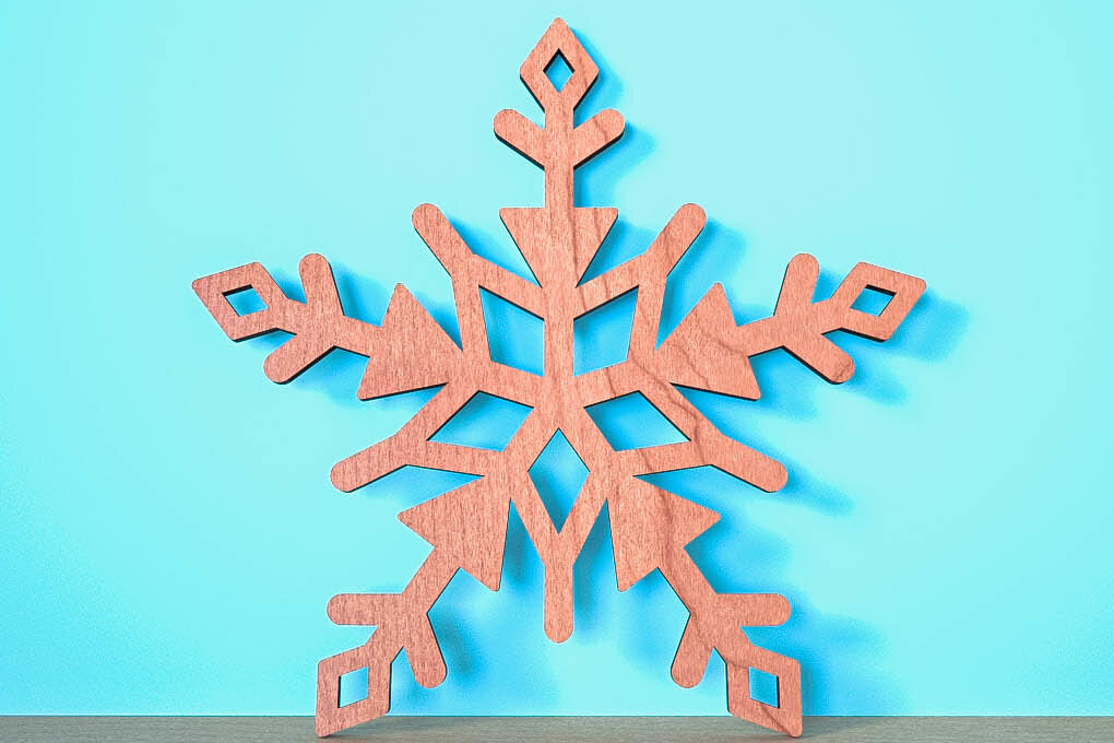 Σετ των 2 Intra απο ξύλο plywood 3mm-4mm πάχος – Snowflake |Χριστουγεννιάτικο Laser Δίασταση  20x20 cm INTRAFABR-75321491