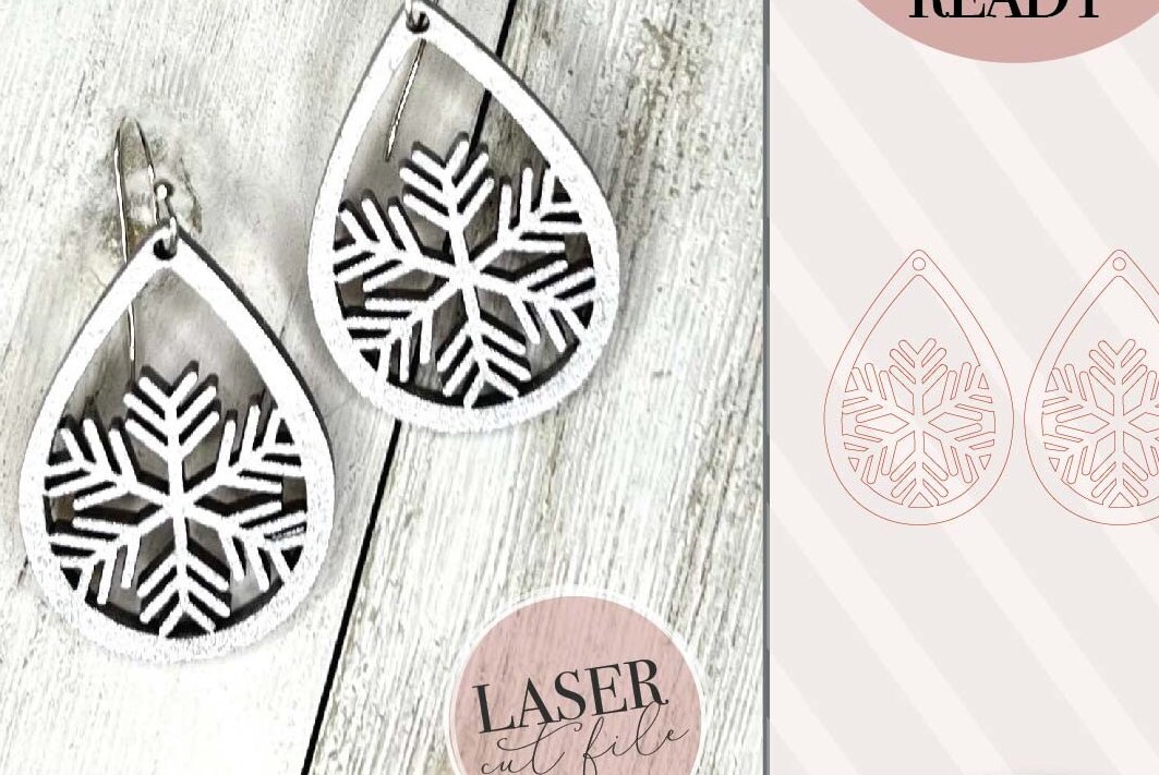 Σετ των 3 Intra απο ξύλο plywood 3mm-4mm πάχος – Σκουλαρίκια λέιζερ Snowflake Δίασταση  5x5 cm INTRAFABR-74150557