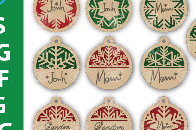 Σετ των 2 Intra απο ξύλο plywood 3mm-4mm πάχος – Χριστουγεννιάτικο Στολίδι με νιφάδες χιονιού Δίασταση  20x20 cm INTRAFABR-108823297