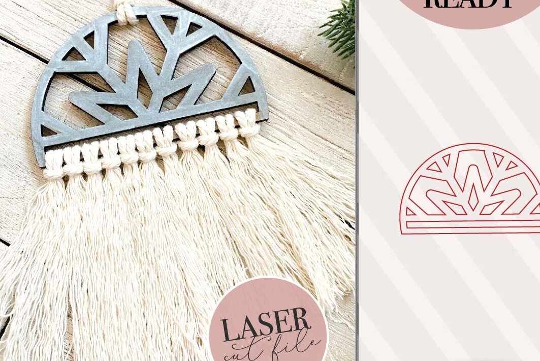 Σετ των 2 Intra απο ξύλο plywood 3mm-4mm πάχος – Snowflake Macrame Wall Hanging Δίασταση  20x20 cm INTRAFABR-75008562