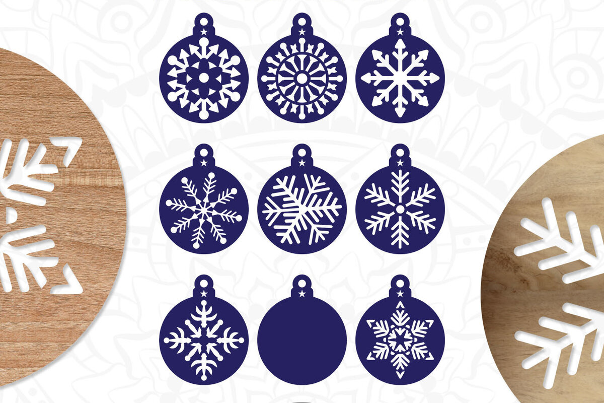 Σετ των 2 Intra απο ξύλο plywood 3mm-4mm πάχος – Snowflake Ornament Δίασταση  20x20 cm INTRAFABR-19981021