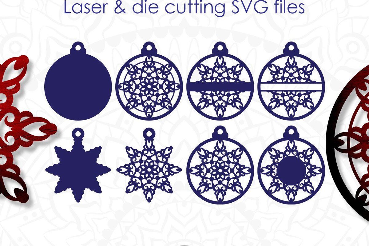 Σετ των 2 Intra απο ξύλο plywood 3mm-4mm πάχος – Στολίδι Snowflake, Αρχεία κοπής με λέιζερ Δίασταση  20x20 cm INTRAFABR-43442359