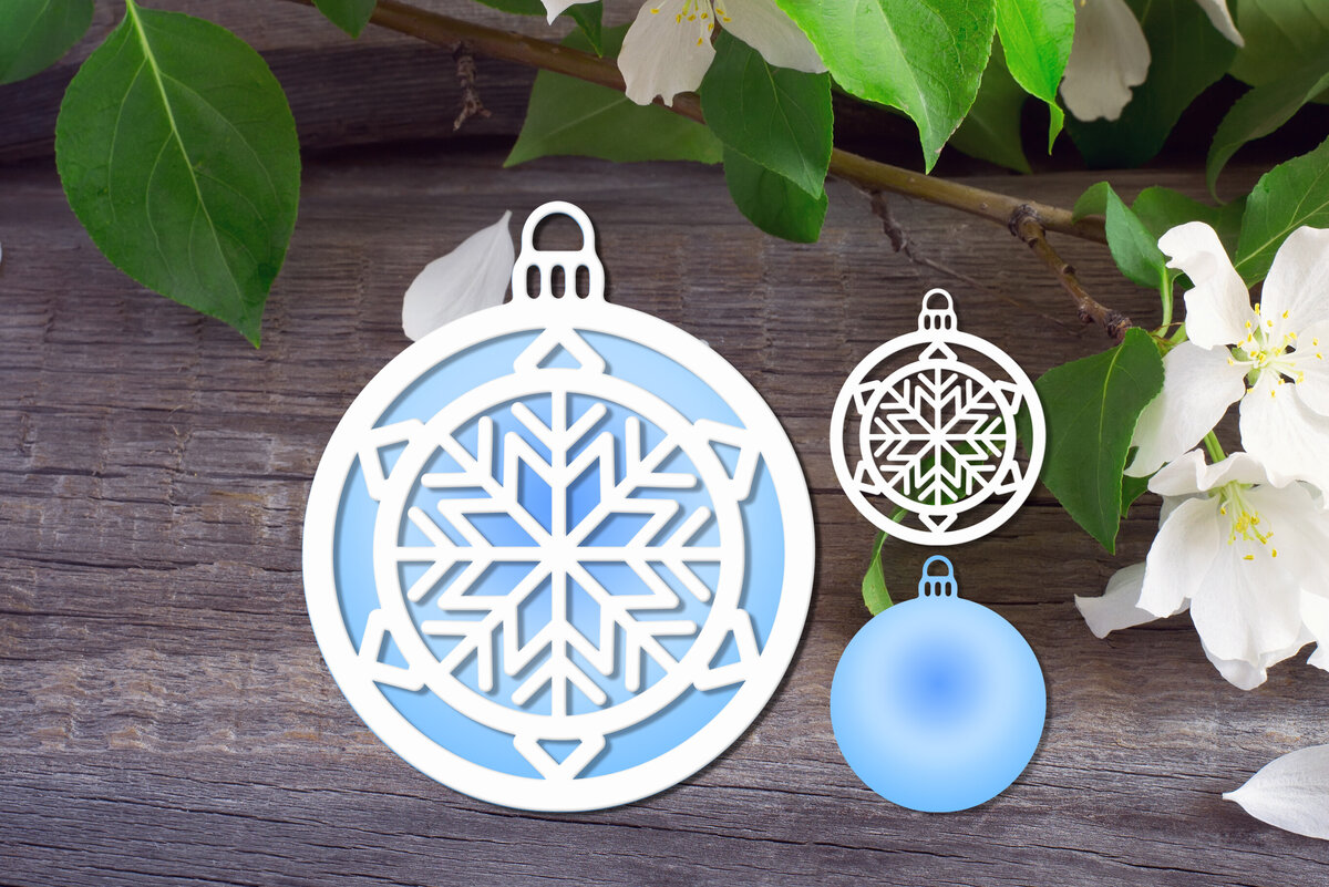 Σετ των 2 Intra απο ξύλο plywood 3mm-4mm πάχος – Στολίδι με νιφάδα χιονιού V1 Δίασταση  20x20 cm INTRAFABR-111641931