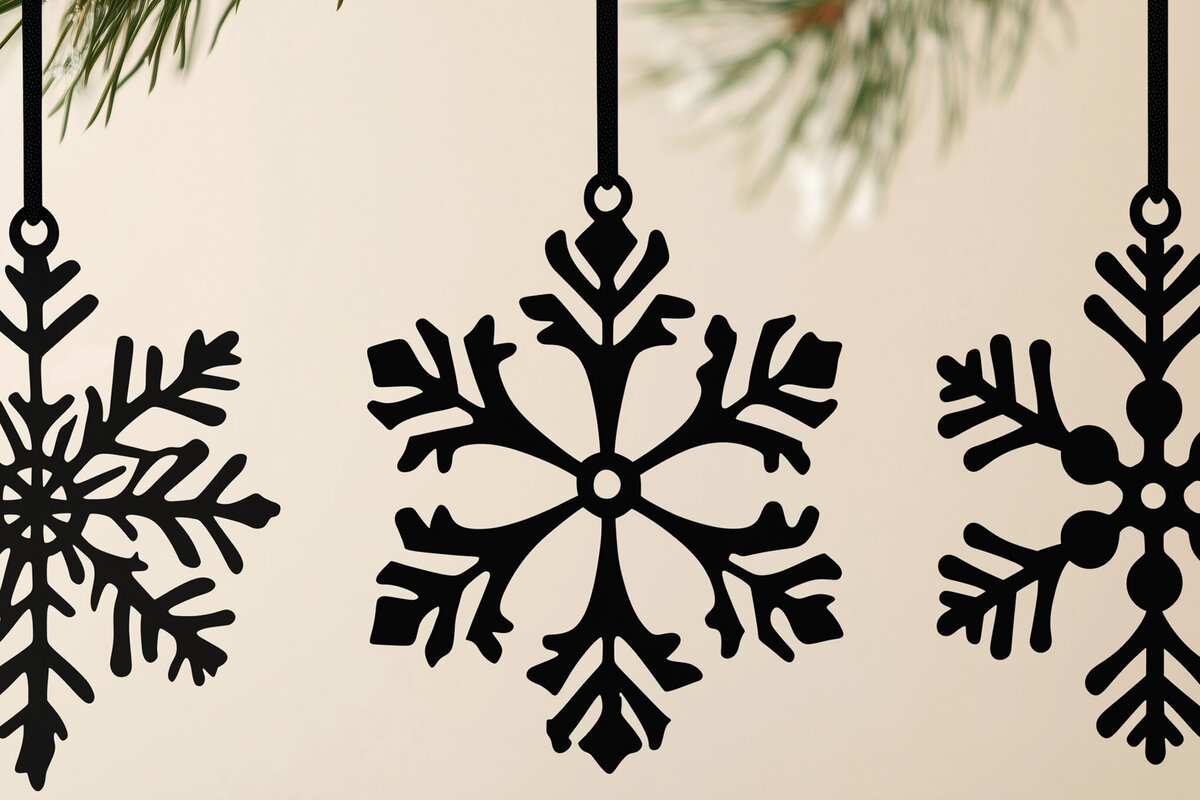 Σετ των 2 Intra απο ξύλο plywood 3mm-4mm πάχος – Snowflake Ornaments Set Δίασταση  20x20 cm INTRAFABR-105433026