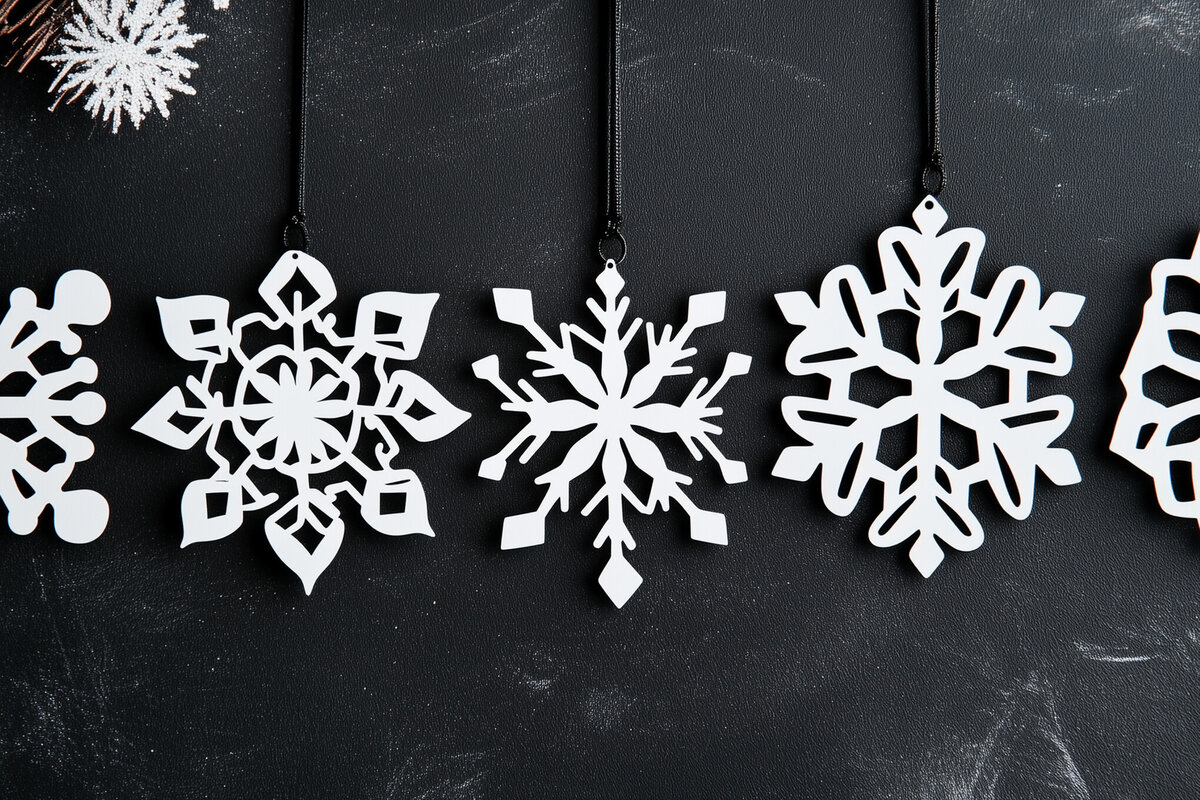 Σετ των 2 Intra απο ξύλο plywood 3mm-4mm πάχος – Snowflake Ornaments Set Δίασταση  20x20 cm INTRAFABR-105396622