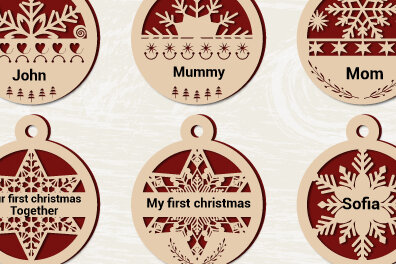 Σετ των 2 Intra απο ξύλο plywood 3mm-4mm πάχος – Στολίδια Snowflake Cut Layered 1208 Δίασταση  20x20 cm INTRAFABR-110780533