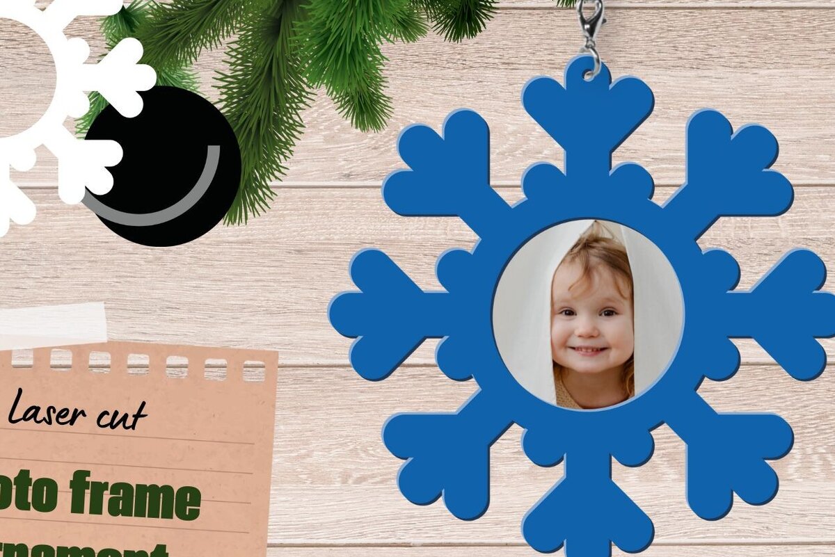 Intra απο ξύλο plywood 3mm-4mm πάχος – Snowflake Photo Frame, Χειμώνας Δίασταση  45x45 cm INTRAFABR-82712679