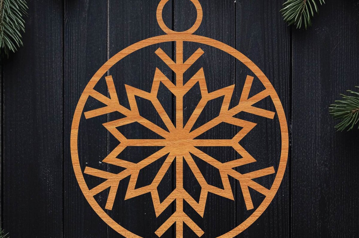 Σετ των 2 Intra απο ξύλο plywood 3mm-4mm πάχος – Snowflake Στρογγυλό στολίδι Δίασταση  20x20 cm INTRAFABR-109410494