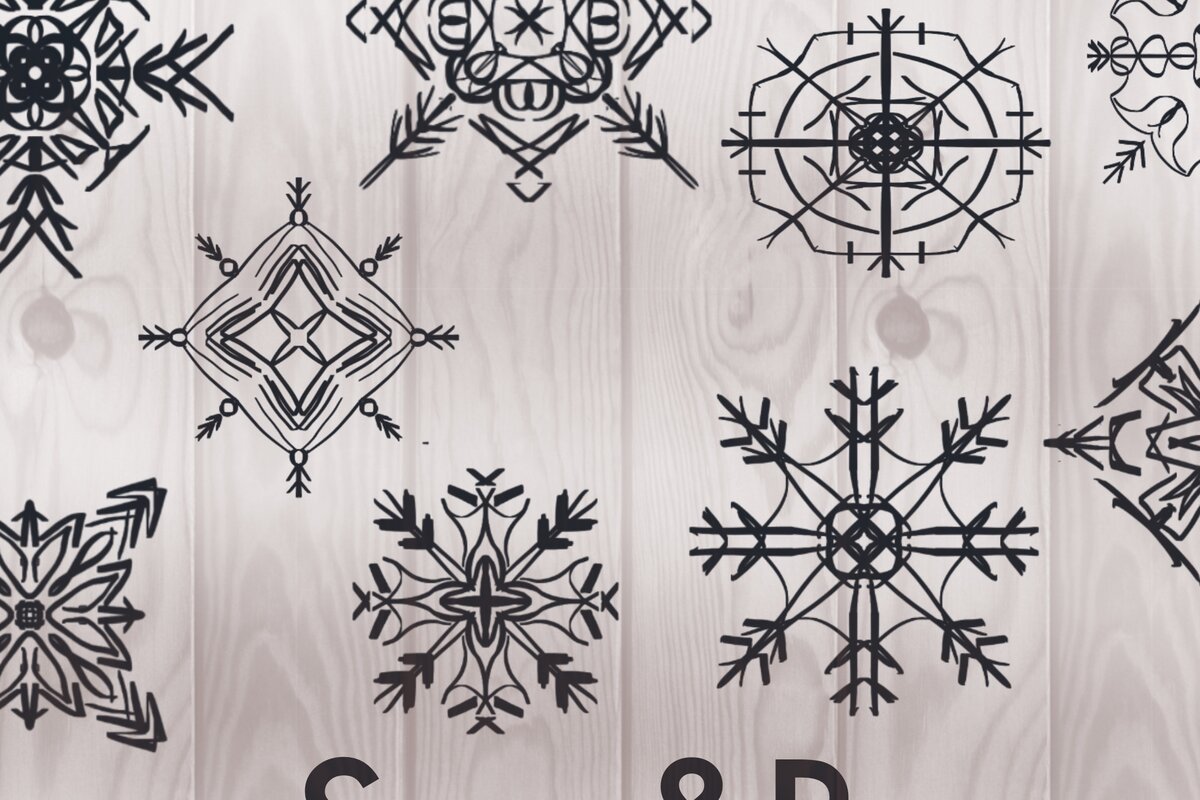 Σετ των 2 Intra απο ξύλο plywood 3mm-4mm πάχος – Snowflake - Snowflake Clipart Set Δίασταση  20x20 cm INTRAFABR-5542243