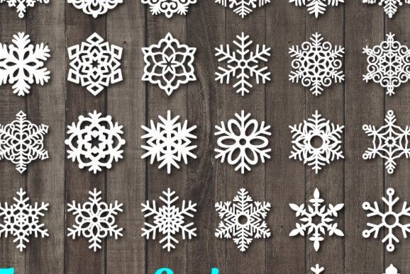 Σετ των 2 Intra απο ξύλο plywood 3mm-4mm πάχος – Πακέτο Snowflake, Χριστουγεννιάτικη νιφάδα χιονιού Δίασταση  20x20 cm INTRAFABR-37710028