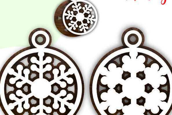 Σετ των 2 Intra απο ξύλο plywood 3mm-4mm πάχος – Snowflakes Christmas 2d Δίασταση  20x20 cm INTRAFABR-81680589