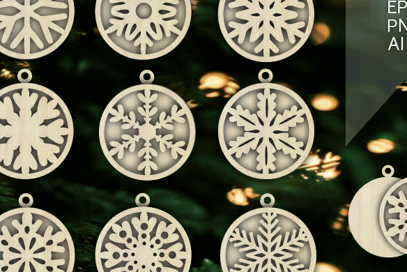 Σετ των 2 Intra απο ξύλο plywood 3mm-4mm πάχος – Χριστουγεννιάτικο τρισδιάστατο στολίδι με νιφάδες χιονιού Δίασταση  20x20 cm INTRAFABR-106485714