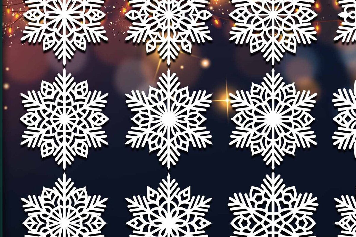 Σετ των 2 Intra απο ξύλο plywood 3mm-4mm πάχος – Πακέτο Snowflakes 16 Δίασταση  20x20 cm INTRAFABR-77369800