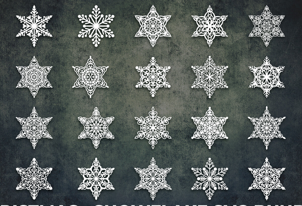 Σετ των 2 Intra απο ξύλο plywood 3mm-4mm πάχος – Πακέτο Snowflakes Δίασταση  20x20 cm INTRAFABR-85303726