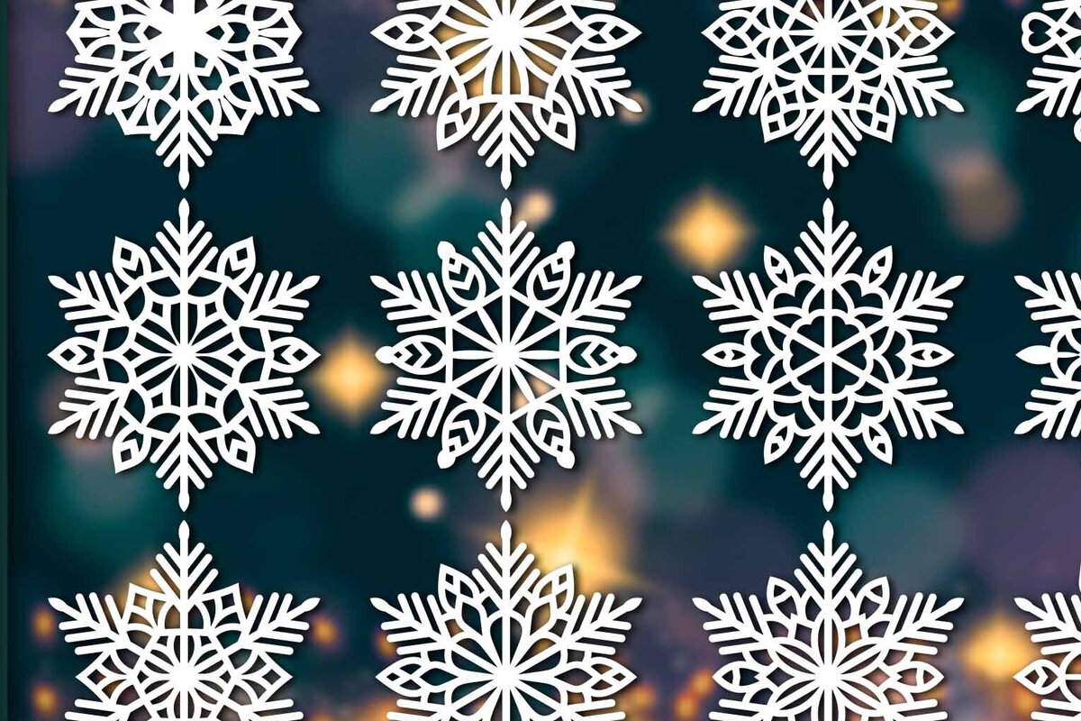 Σετ των 2 Intra απο ξύλο plywood 3mm-4mm πάχος – Snowflakes Bundle 21 Δίασταση  20x20 cm INTRAFABR-77372053