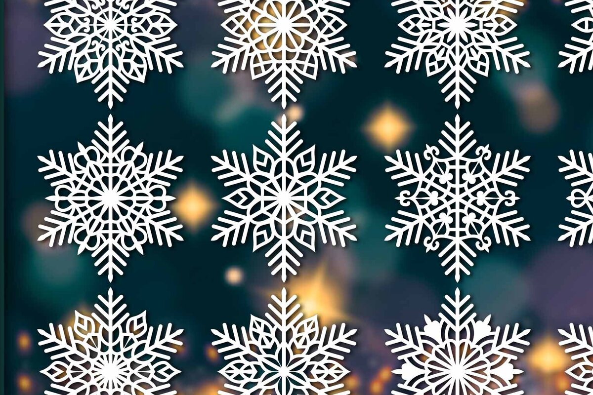 Σετ των 2 Intra απο ξύλο plywood 3mm-4mm πάχος – Snowflakes Bundle 26 Δίασταση  20x20 cm INTRAFABR-77464223