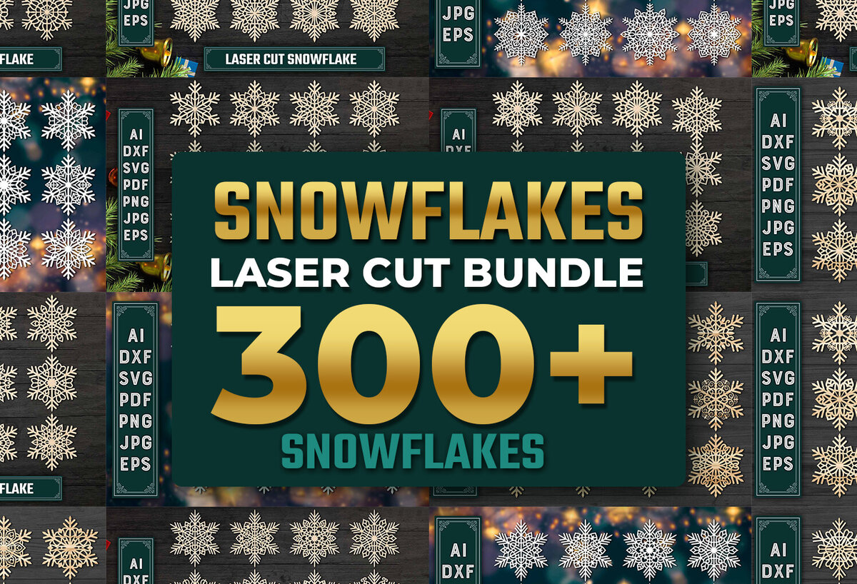 Σετ των 2 Intra απο ξύλο plywood 3mm-4mm πάχος – Πακέτο Snowflakes Δίασταση  20x20 cm INTRAFABR-84947739