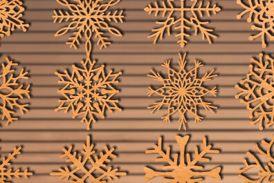 Σετ των 2 Intra απο ξύλο plywood 3mm-4mm πάχος – Snowflakes  Δίασταση  20x20 cm INTRAFABR-70190514