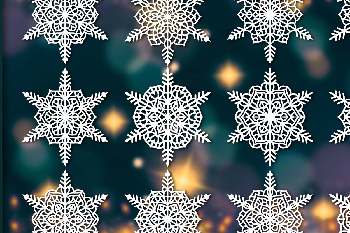 Σετ των 2 Intra απο ξύλο plywood 3mm-4mm πάχος – Snowflakes, Dxf Bundle 115 Δίασταση  20x20 cm INTRAFABR-79068370