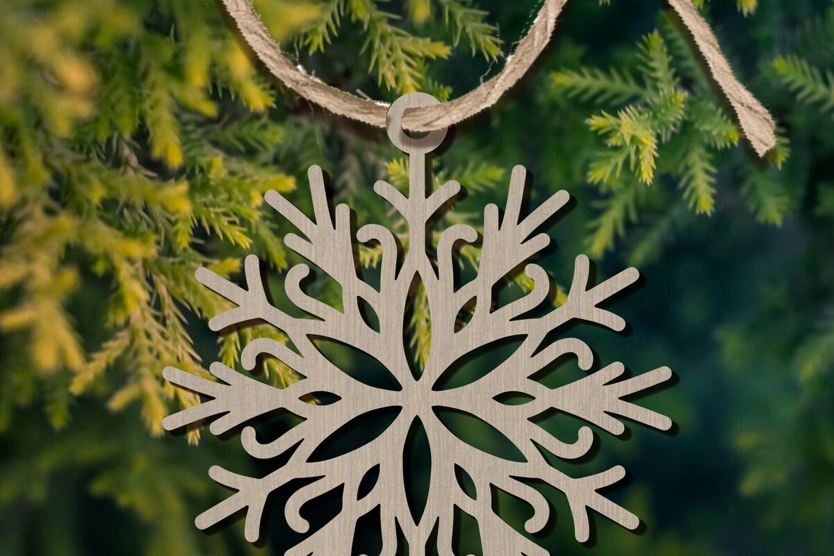 Σετ των 2 Intra απο ξύλο plywood 3mm-4mm πάχος – Στολίδι Snowflakes Δίασταση  20x20 cm INTRAFABR-101894665