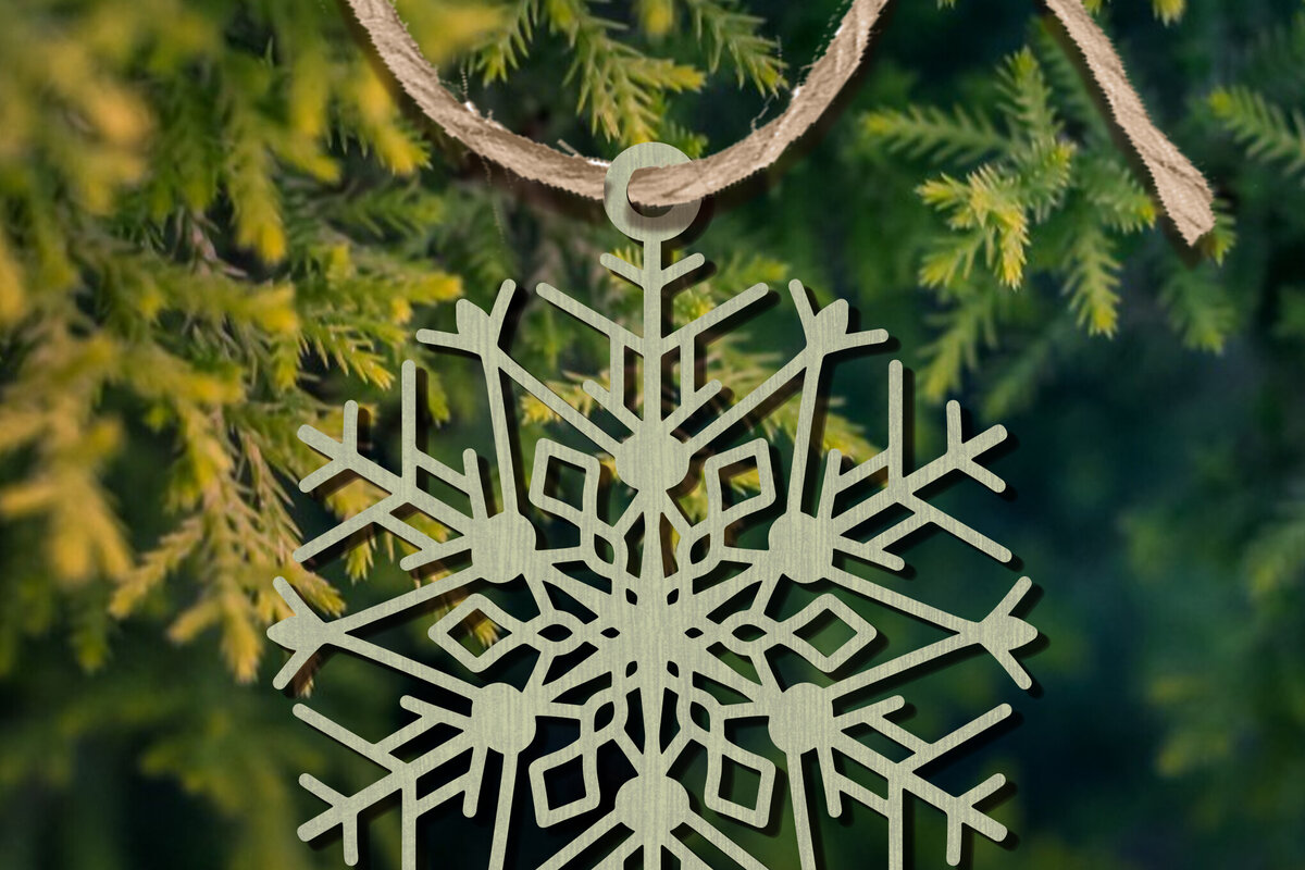 Σετ των 2 Intra απο ξύλο plywood 3mm-4mm πάχος – Στολίδι Snowflakes Δίασταση  20x20 cm INTRAFABR-101894695