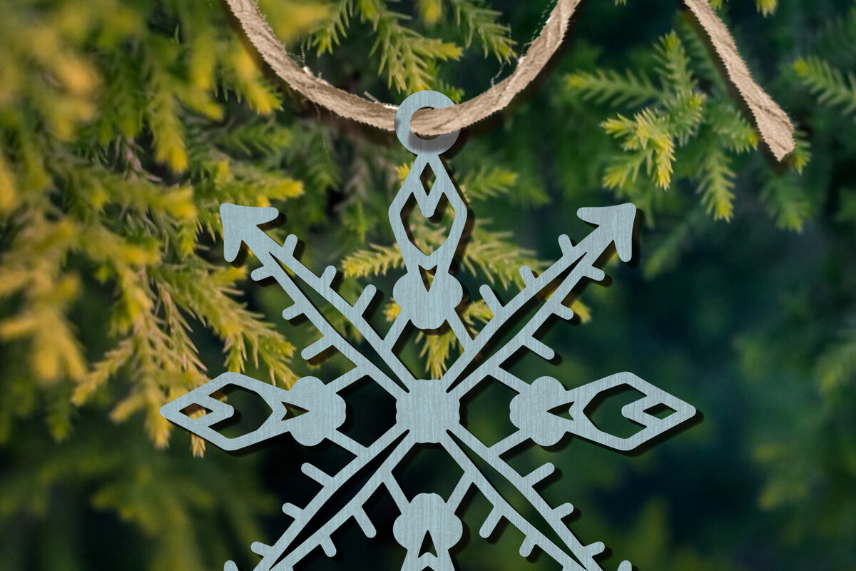 Σετ των 2 Intra απο ξύλο plywood 3mm-4mm πάχος – Στολίδι Snowflakes Δίασταση  20x20 cm INTRAFABR-101894525