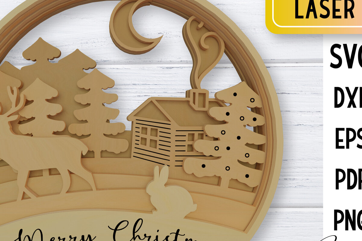 Σετ των 2 Intra απο ξύλο plywood 3mm-4mm πάχος – Χριστουγεννιάτικη χιονόσφαιρας Δίασταση  20x20 cm INTRAFABR-76526941