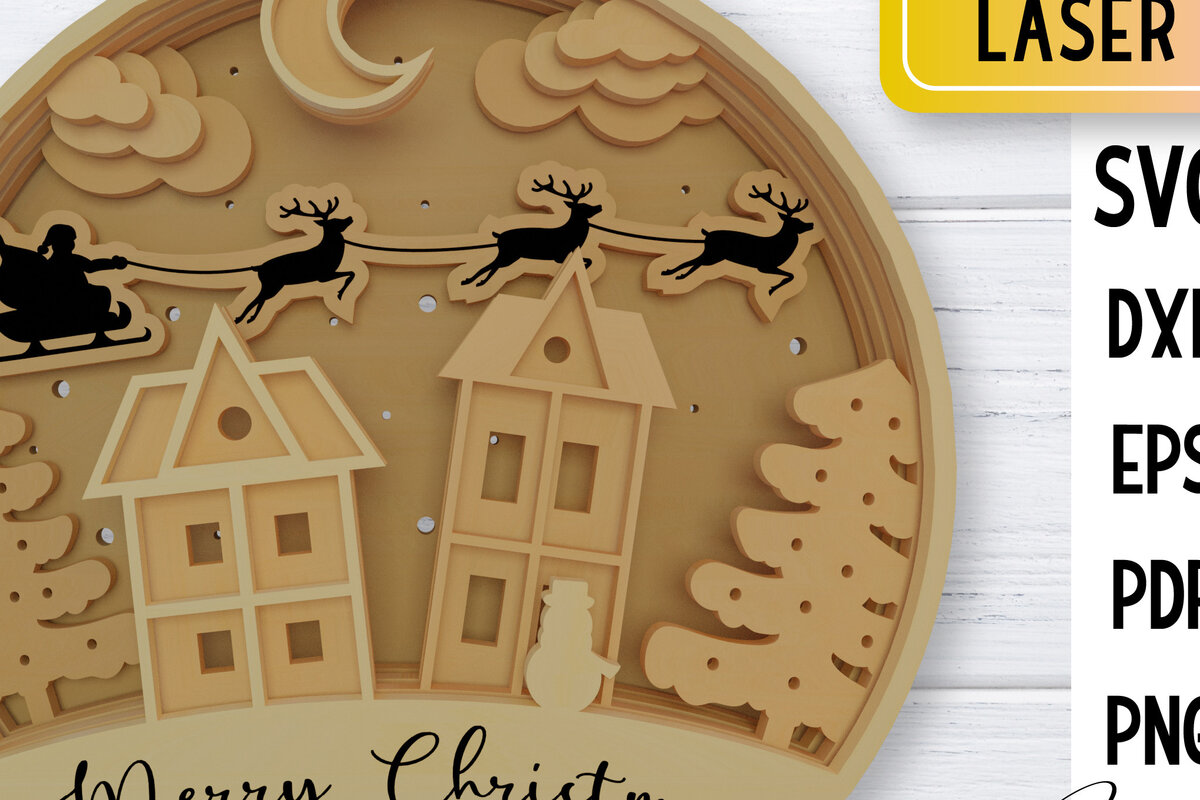 Σετ των 2 Intra απο ξύλο plywood 3mm-4mm πάχος – Χριστουγεννιάτικη χιονόσφαιρας Δίασταση  20x20 cm INTRAFABR-76526980