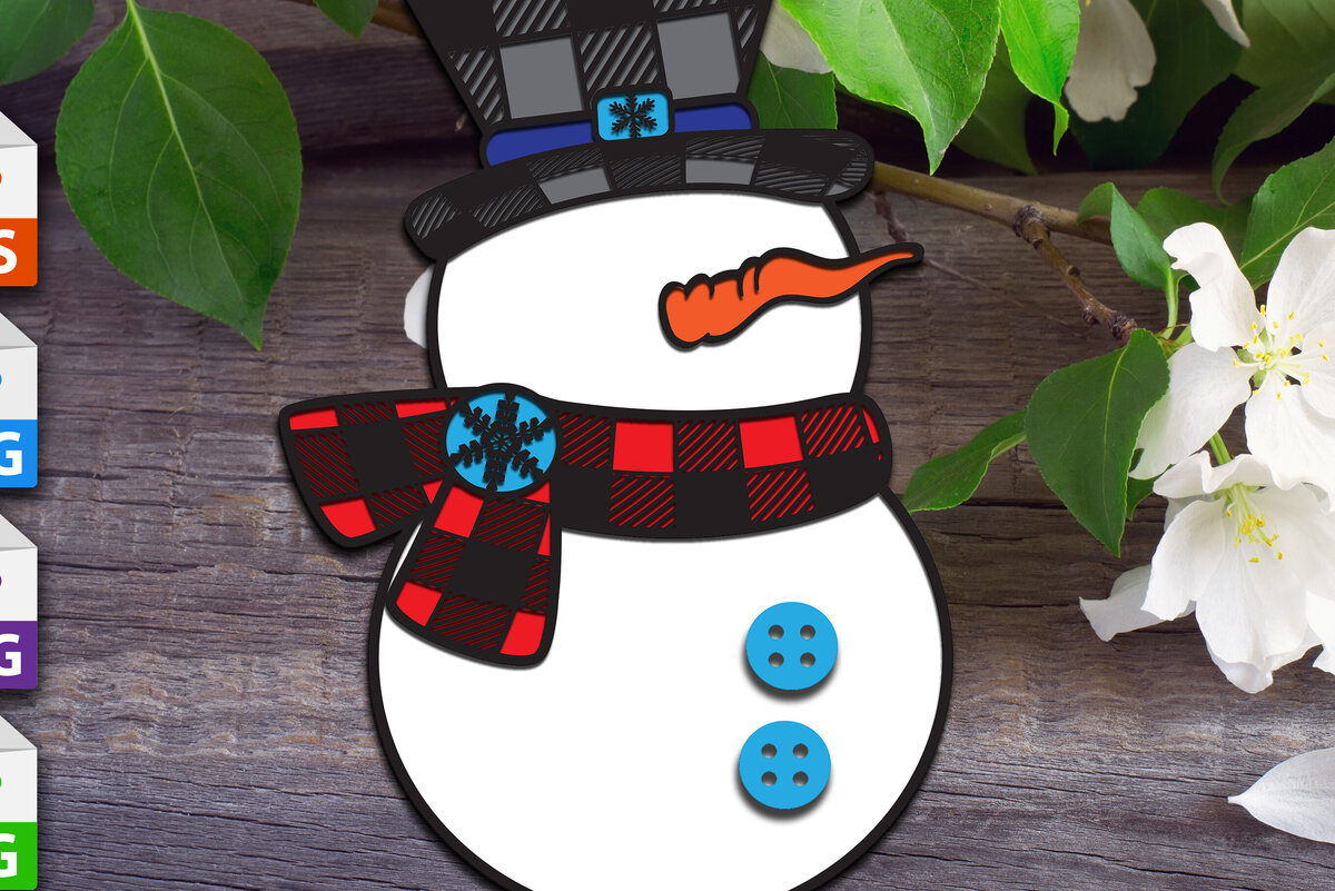 Σετ των 2 Intra απο ξύλο plywood 3mm-4mm πάχος – Χιονάνθρωπος Δίασταση  20x20 cm INTRAFABR-82357565