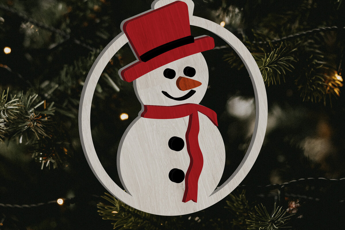 Σετ των 2 Intra απο ξύλο plywood 3mm-4mm πάχος – Χριστουγεννιάτικο στολίδι χιονάνθρωπος, Αρχεία χειροτεχνίας Δίασταση  20x20 cm INTRAFABR-85225378