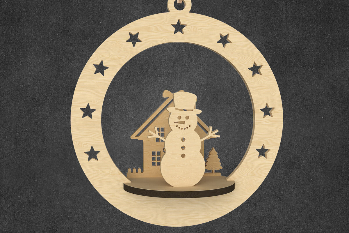 Σετ των 2 Intra απο ξύλο plywood 3mm-4mm πάχος – Χριστουγεννιάτικο στολίδι χιονάνθρωπος Δίασταση  20x20 cm INTRAFABR-109143531