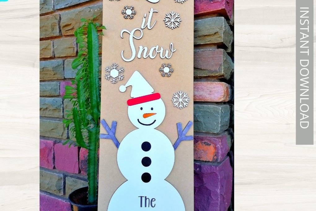 Intra απο ξύλο plywood 3mm-4mm πάχος – Χιονάνθρωπος Χριστουγεννιάτικη Βεράντα Sign Laser Δίασταση  40x30 cm INTRAFABR-36332803